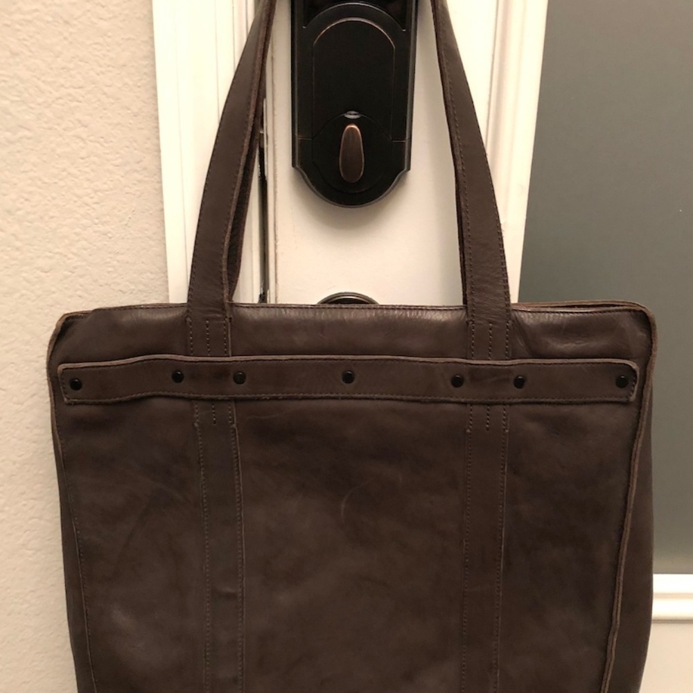 All Saints Brown Leather Tote Bag - Picture 3 of 8
